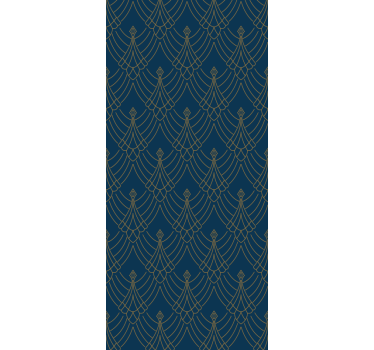 Papier peint pour couloir Style de décoration d'art bleu et or - TenStickers