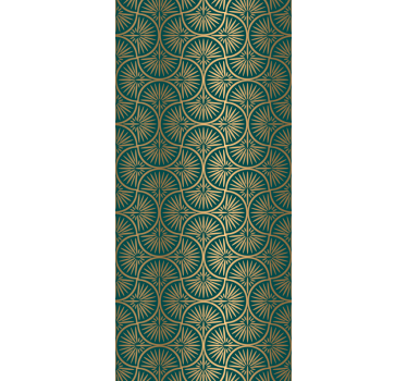 Papier peint retro Style de décoration d'art turquoise et or - TenStickers