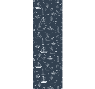 Papier peint poissons scène nautique avec baleine - TenStickers