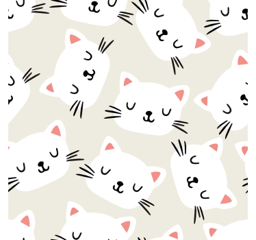 Papier peint chambre enfant tête chat blanc - TenStickers