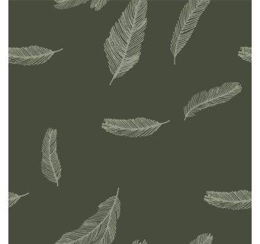 Papier peint chambre adulte plumes vertes - TenStickers