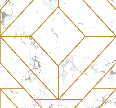 Papier peint pour salon art déco géométrique doré et blanc - TenStickers