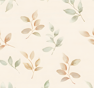 Papier peint entrée conception de feuilles beiges - TenStickers