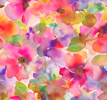 Papier peint entrée motif de fleurs multicolores - TenStickers