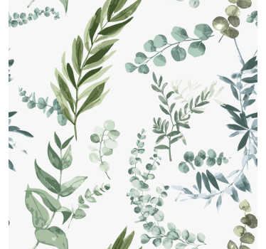 Papier peint couloir motif de feuilles vertes - TenStickers