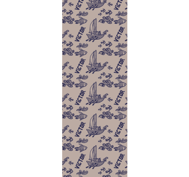 Papier peint chambre bébé bateaux à voile avec nom - TenStickers