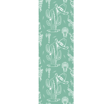 Papier peint moderne motif cactus cow-boy - TenStickers