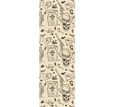 Papier peint vintage cow-boy voulait un design de crâne - TenStickers
