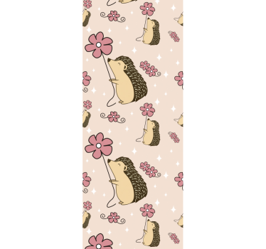 Papier peint animaux motif hérisson et fleur - TenStickers