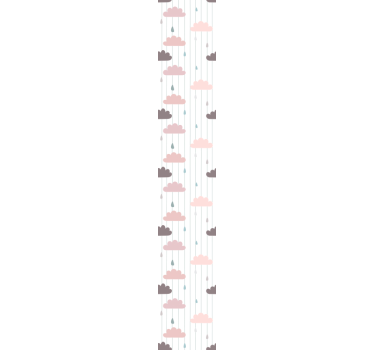 Papier peint chambre fille Nuages roses et gouttes de pluie - TenStickers