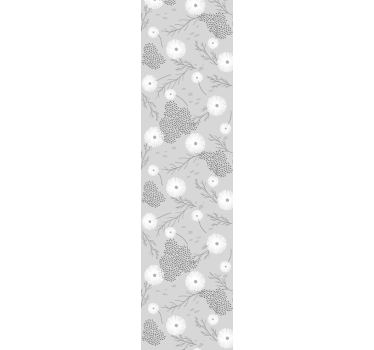 Papier peint fleur moderne Fleurs blanches sur fond gris clair - TenStickers