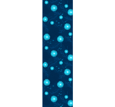 Papier peint fleur moderne Fleurs bleu clair sur bleu foncé - TenStickers