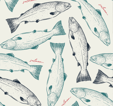 Papier peint poissons motif saumon - TenStickers