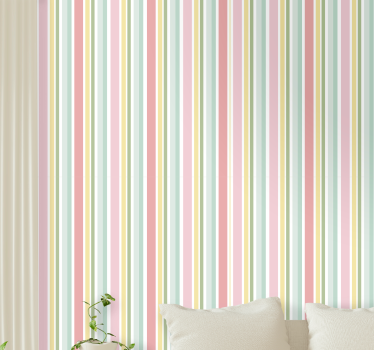 Papier peint à rayure sticker rayé multicolore pastel horizontal - TenStickers