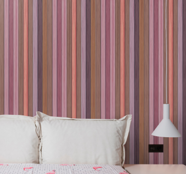 Papier peint à rayure Texture en bois couleurs grises et roses - TenStickers