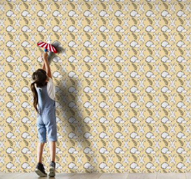 Papier peint animaux modèle de lapin et de hérisson - TenStickers