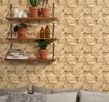 Papier peint poissons motif de coquille fossile - TenStickers