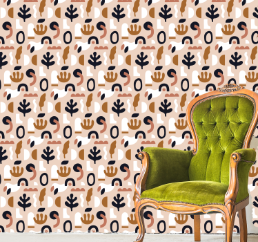 Papier peint beige motifs végétaux abstraits - TenStickers