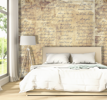Papier peint beige arte poèmes d'amour - TenStickers