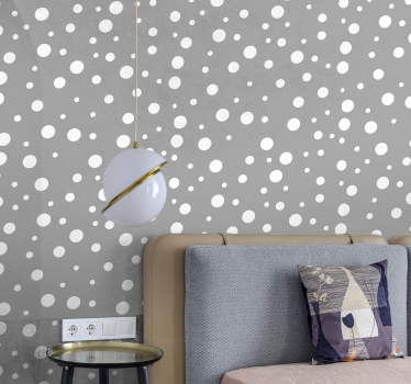 Papier peint avec rond Points gris de différentes tailles - TenStickers