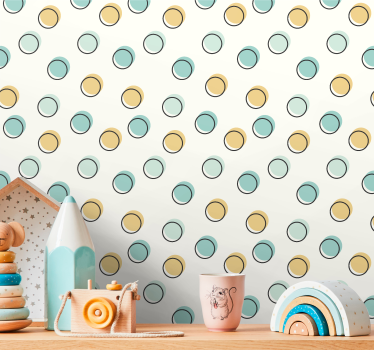 Papier peint avec rond Pois beige et bleu - TenStickers