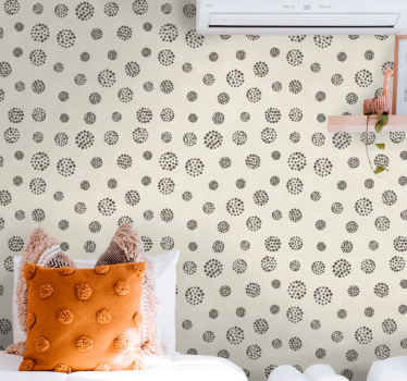 Papier peint avec rond sticker de points ornementaux - TenStickers
