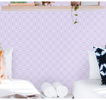Papier peint avec rond sticker de points violet et blanc - TenStickers