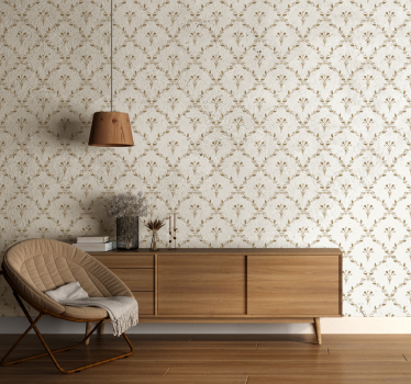 Papier peint beige motif floral hexagonal - TenStickers