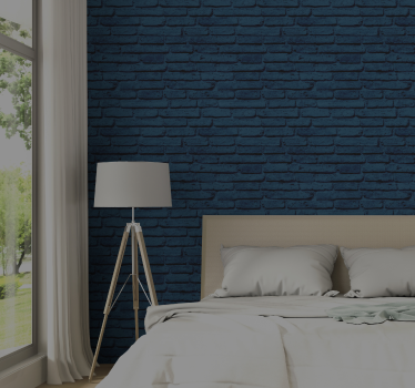 Papier peint briques motif bleu marine - TenStickers