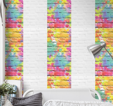 Papier peint briques motifs de carreaux colorés - TenStickers