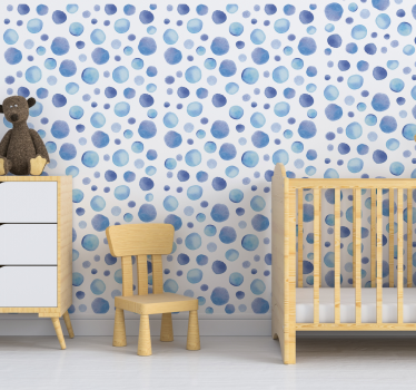Papier peint cercles délice à pois bleus - TenStickers