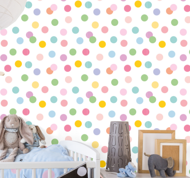 Papier peint cercles motif à pois ludique - TenStickers