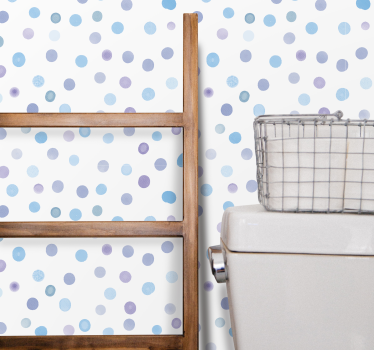 Papier peint cercles motif à pois bleus - TenStickers
