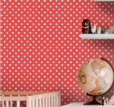 Papier peint cercles motif rouge et blanc - TenStickers