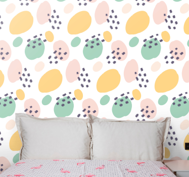 Papier peint cercles motifs à pois colorés - TenStickers