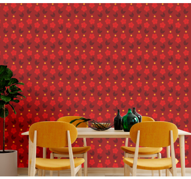 Papier peint cercles motifs à pois rouges - TenStickers