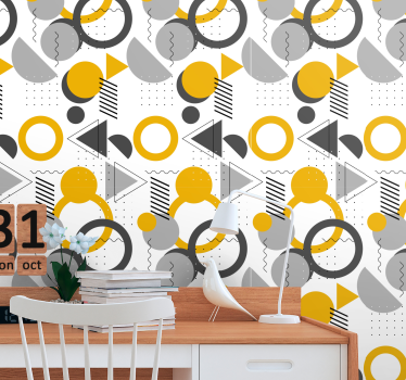 Papier peint cercles motifs abstraits dynamiques - TenStickers