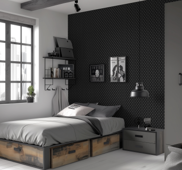 Papier peint chambre ado grille effet métal noir - TenStickers