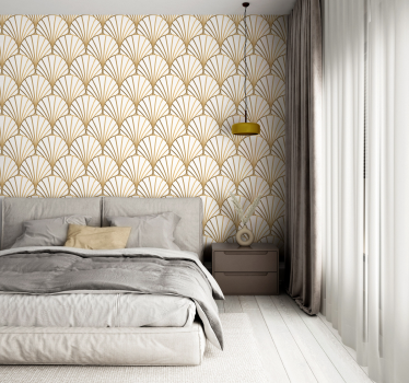 Papier peint pour chambre adulte art déco demi-cercles blancs et  - TenStickers