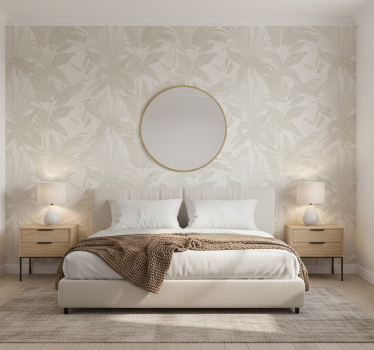 Papier peint chambre adulte motif botanique beige - TenStickers