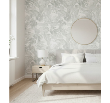 Papier peint chambre adulte palmier argenté dessin - TenStickers