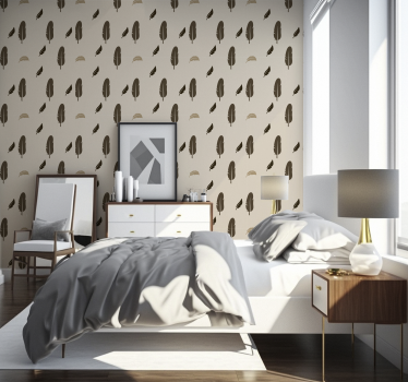 Papier peint chambre adulte plumes tons neutres - TenStickers