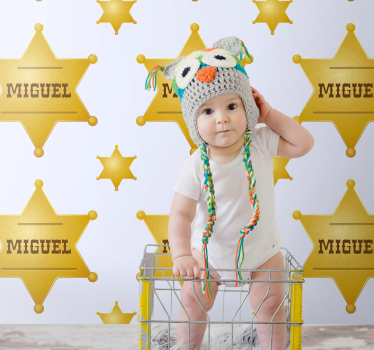 Papier peint chambre bébé étoiles de shérif personnalisables - TenStickers