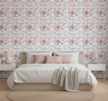 Papier peint chambre design élégante de magnolia rose - TenStickers