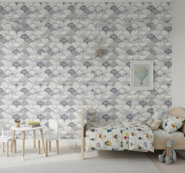 Papier peint chambre enfant créatures de la forêt grise - TenStickers