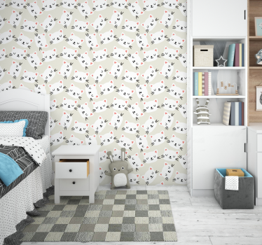 Papier peint chambre enfant tête chat blanc - TenStickers