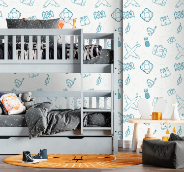 Papier peint chambre fille Avions sur fond blanc - TenStickers
