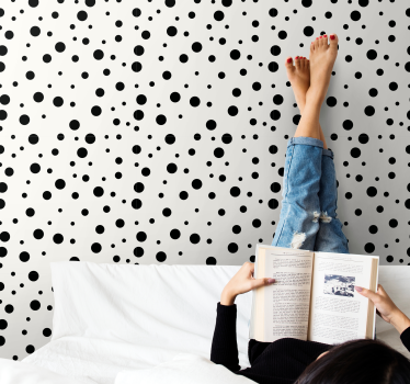 Papier peint chambre fille Fond noir à pois - TenStickers