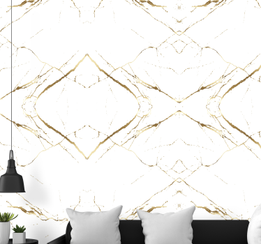 Papier peint chambre Marbre doré et blanc - TenStickers