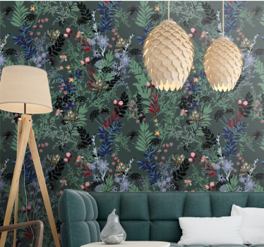 Papier peint chambre  de feuilles sombres - TenStickers